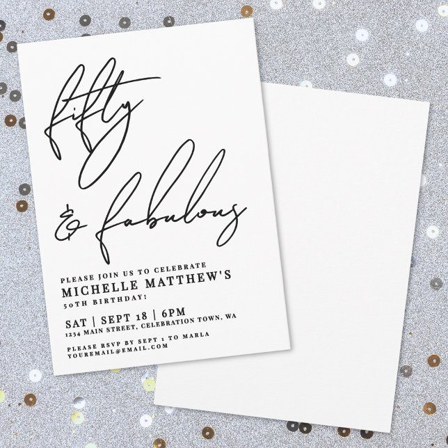 Convites Fifty And Fabulous 50th Birthday Party (Fifty And Fabulous 50th Birthday Party Invitation)