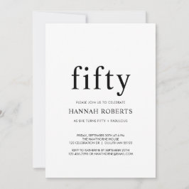 Convites Fifty and Fabulous Black 50th Birthday Party 