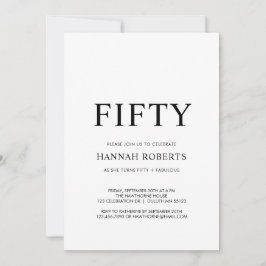 Convites Fifty and Fabulous Black 50th Birthday Party 