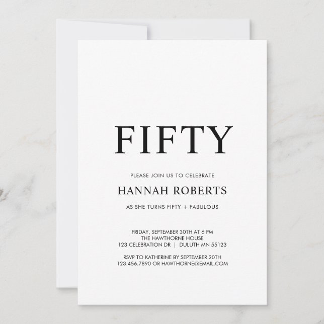 Convites Fifty and Fabulous Black 50th Birthday Party  (Frente)