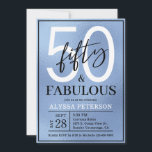 Convites Fifty and Fabulous Dusty Blue Script 50th Birthday<br><div class="desc">This 50 & Fabulous dusty blue foil,  black and white 50th birthday party invitation with script text is perfect for your loved one who's turning fifty!  It's fonts are trendy yet classic.</div>