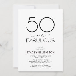 Convites Fifty and Fabulous Minimal 50th Birthday Party