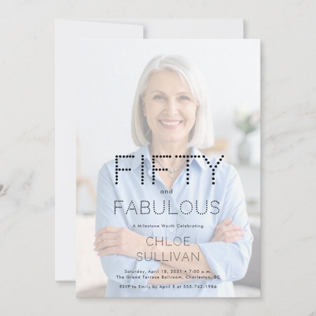 Convites Fifty and Fabulous Photo 50th Birthday Party (Frente)