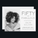 Convites Fifty and Fabulous Photo 50th Birthday Party<br><div class="desc">Minimal modern Fifty and Fabulous black text 50th birthday invitation featuring a side-by-side photo layout that you can personalize and send out for your fiftieth birthday party celebration. The words “Fifty and Fabulous” are set in trending dot-style typography. Your photo and text colors can be customized using the edit menu....</div>