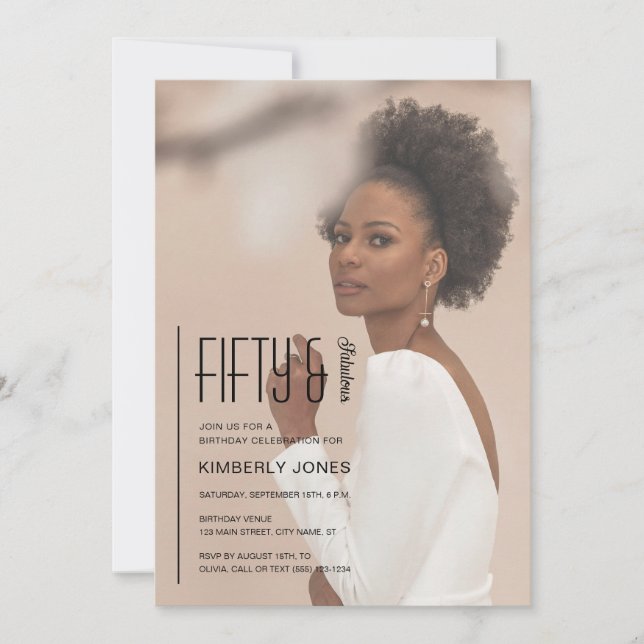 Convites Fifty and Fabulous Photo 50th Birthday Party (Frente)