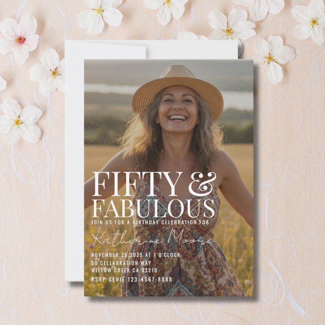 Convites Fifty and Fabulous Photo 50th Birthday Party (Criador carregado)