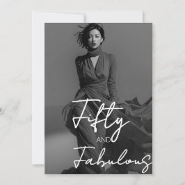 Convites Fifty and Fabulous Photo Black 50th Birthday