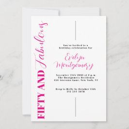 Convites Fifty and Fabulous Pink Black 50th Birthday Party