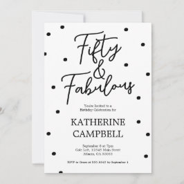 Convites Fifty and Fabulous Script 50th Birthday