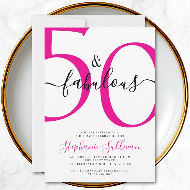 Convites Fifty and Fabulous Script 50th Birthday Party (Criador carregado)