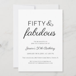 Convites Fifty and Fabulous Script Text 50th Birthday Party