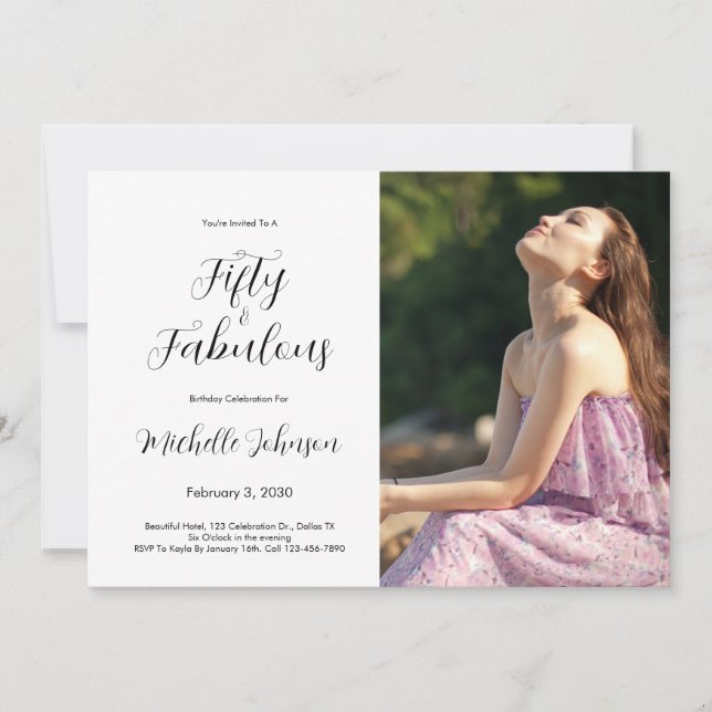 Convites Fifty & Fabulous 50th Birthday Party (Frente)