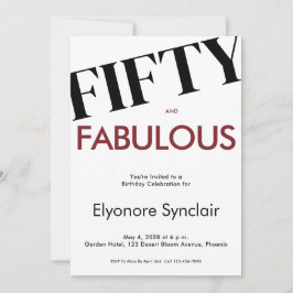 Convites Fifty & Fabulous Modern Cherry Wine 50th Birthday