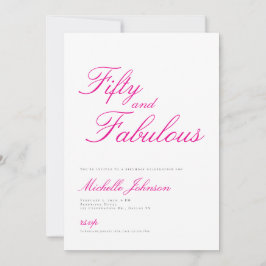 Convites Fifty & Fabulous Pink 50th Birthday Party Invitati