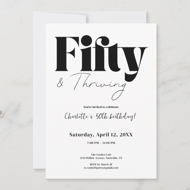 Convites Fifty & Thriving 50th Birthday Invitation (Frente)