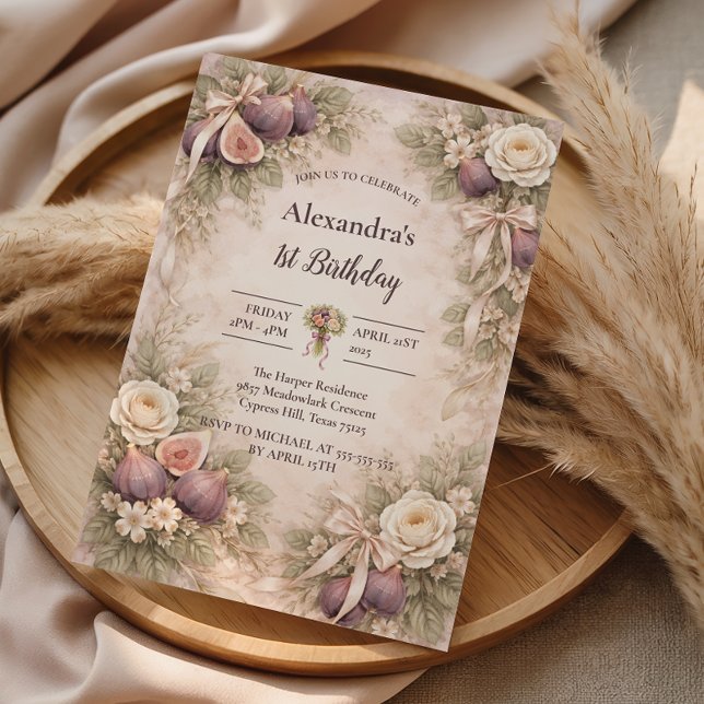 Convites Fig Garden Vintage 1st Birthday (Criador carregado)