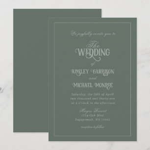 Convites Fig Verde Luxuoso Casamento Monocromático Elegante
