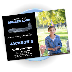 Convites Fighet Jet Birthday Invtions Blue com foto