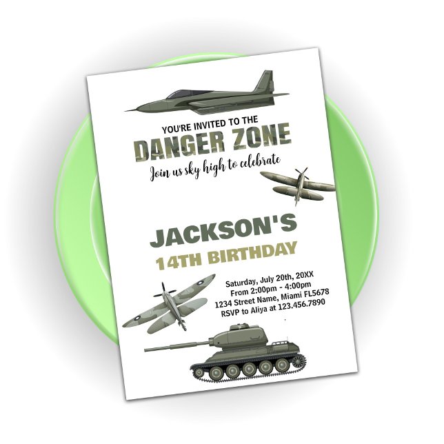Convites Fighet Jet Invtions Zona de Perigo (Fighter Jet Birthday Invitations Danger Zone)