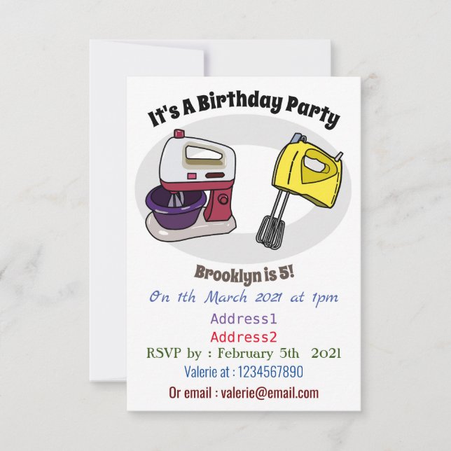 Convites Figura de desenho animado do Mixer (Frente)