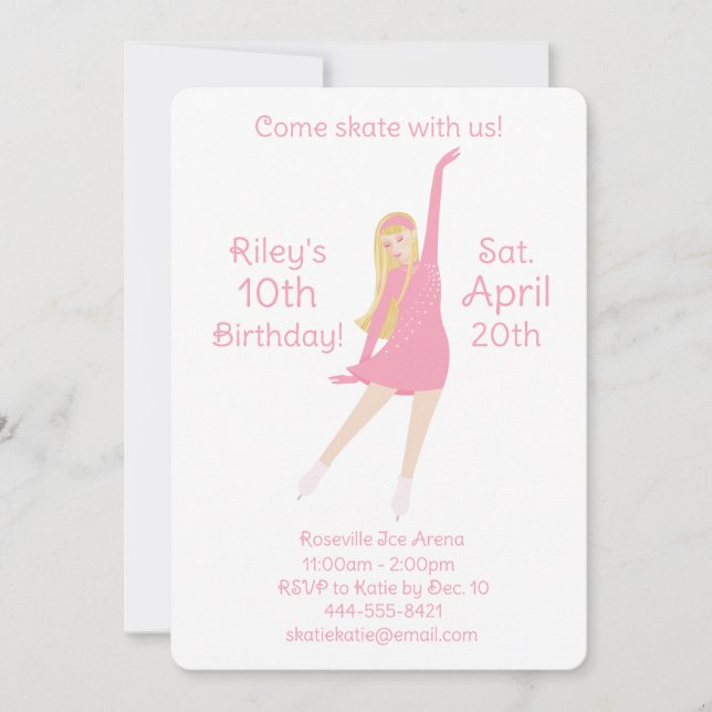 Convites Figure Skater Invitation (Pink) (Frente)