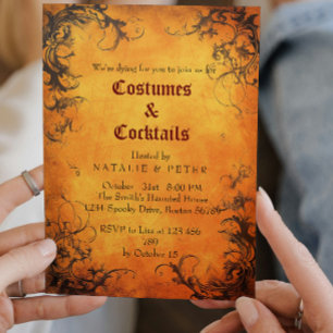 Convites Figurinos e Cocktails I Orange Red Ivy Invitation