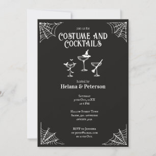 Convites Figurinos e Cocktails negros e brancos no Hallowee