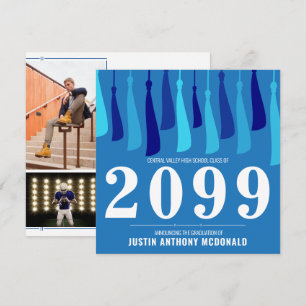 Convites Fila Azul de Borlas Formatura de Duas Fotos