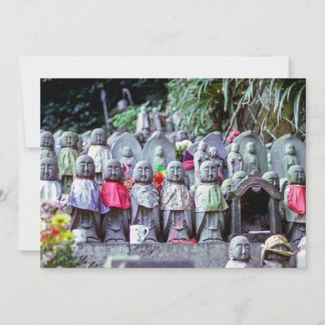 Convites Fileiras de pequenas estátuas de monges Jizo com b (Frente)