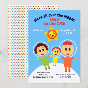 Convites Filhinha, primeira festa de astronautas de anivers