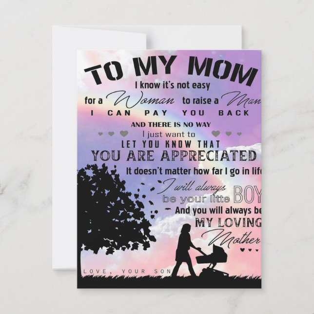 Convites Filho Para Carta Da Minha Mãe | Presente Nova Casa (Frente)