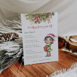 Convites Filhos do Natal Elf Girl Goodbye - Card