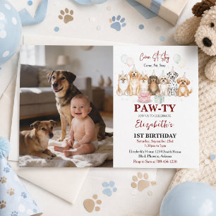 Convites Filhote de Cachorro Bonito Aniversário de 1 Ano   
