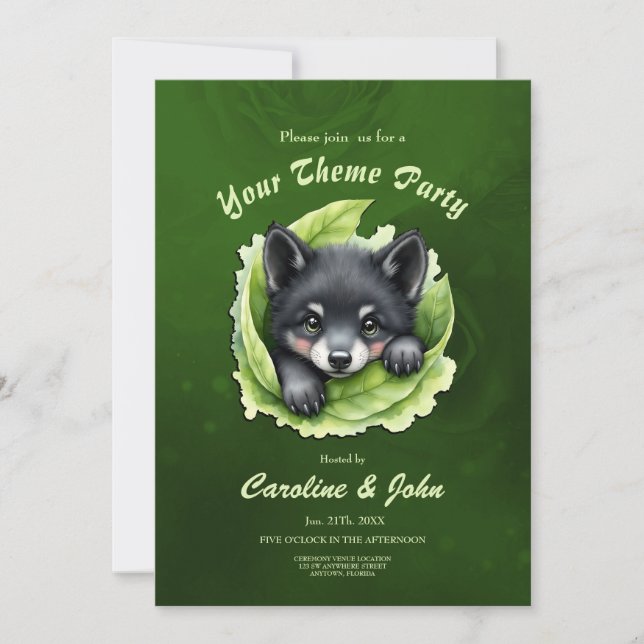 Convites Filhote de lobo no verde: (Frente)