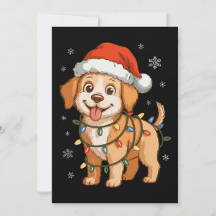 Convites Filhote de Retriever Dourado Chapéu de Papai Noel