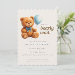 Convites Filhote Fofo Mal Podemos Esperar Bebê Azul