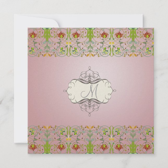 Convites Filigree e Floral Vine/Mauve rosa (Frente)