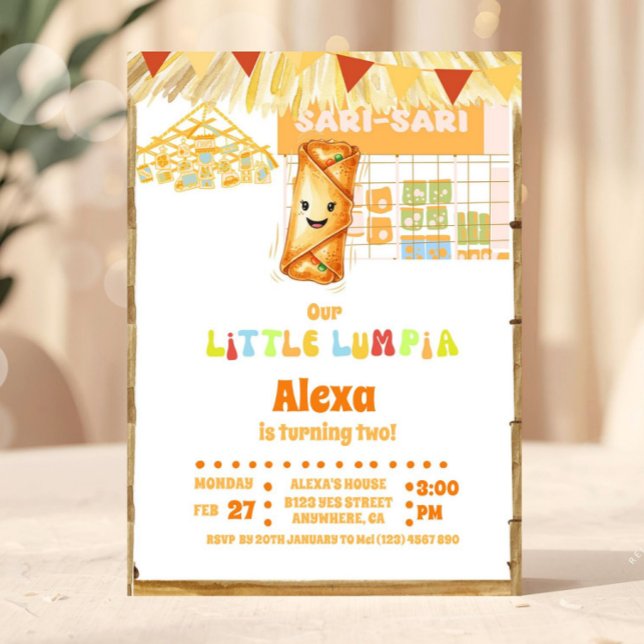 Convites Filipino Little Lumpia Theme Birthday (Filipino Birthday Invitation, Little Lumpia, Lumpia Theme Birthday, Lumpia Birthday Invite)