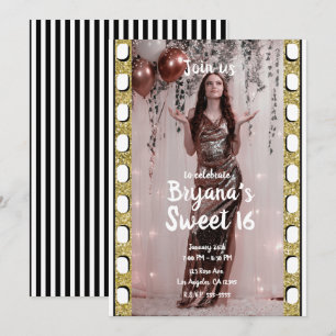 Convites Filme Brilhante Dourado de Filme de Hollywood Fest
