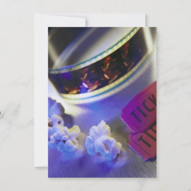 Convites Filme de cinema, pipocas e ingressos (Frente)