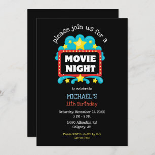 Convites Filme de Festas de aniversário Noturnas Crianças C