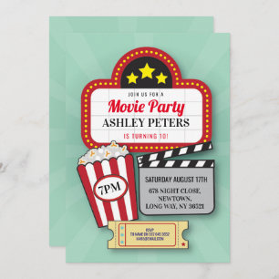 Convites Filme de Festas de aniversário Noturnas em Cinema 