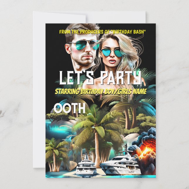 Convites Filme de poster de praia em grande número adultos  (Frente)