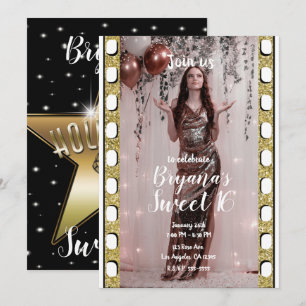 Convites Filme Estrela de Ouro de Hollywood Doce 16