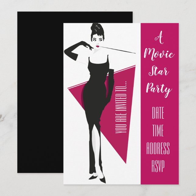 Convites Filme Star Hollywood disfarce festa (Frente/Verso)