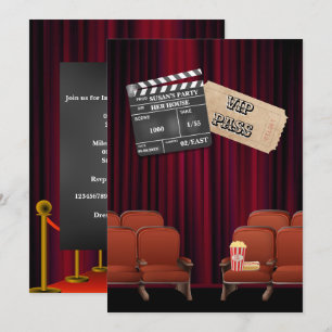 Convites Filme VIP com permissão de pipoca clapper conselho