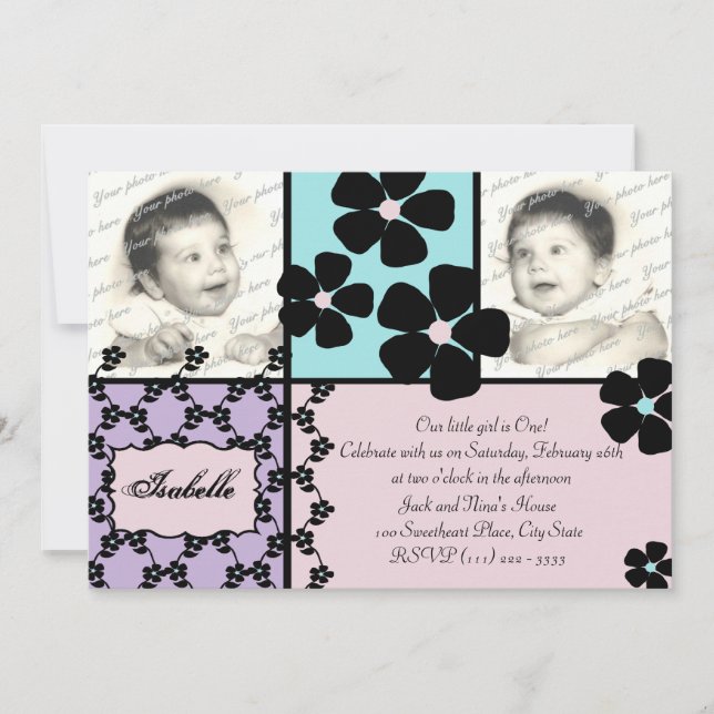 Convites Filtro de bebês e flores (Frente)