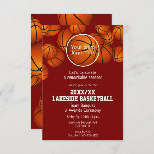 Convites fim da temporada de basquetebol banquete QUALQUER 