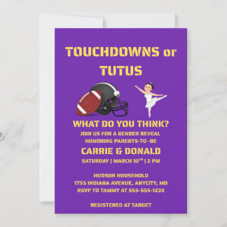 Convites Fim de Jogo ou Tutus Festa de Revelação de Gênero