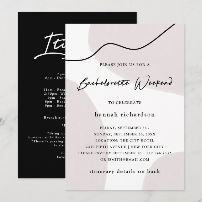 Convites Fim de semana abstrato de Bachelorette da aguarela (Frente/Verso)